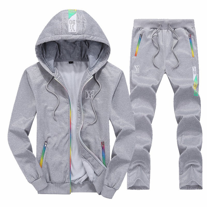2024 Spring and Autumn Men's Casual Sports Suit Large Size Men's Trendy Cross-Border Loose Hooded Two-Piece Set European and American Men's and Women's
