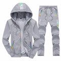 2024 Spring and Autumn Men's Casual Sports Suit Large Size Men's Trendy Cross-Border Loose Hooded Two-Piece Set European and American Men's and Women's