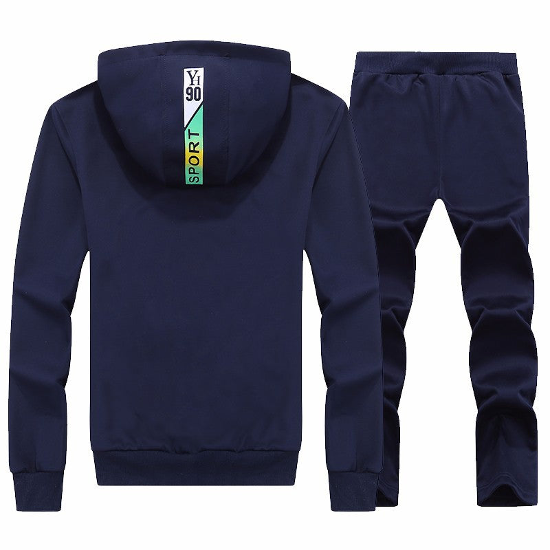 2024 Spring and Autumn Men's Casual Sports Suit Large Size Men's Trendy Cross-Border Loose Hooded Two-Piece Set European and American Men's and Women's