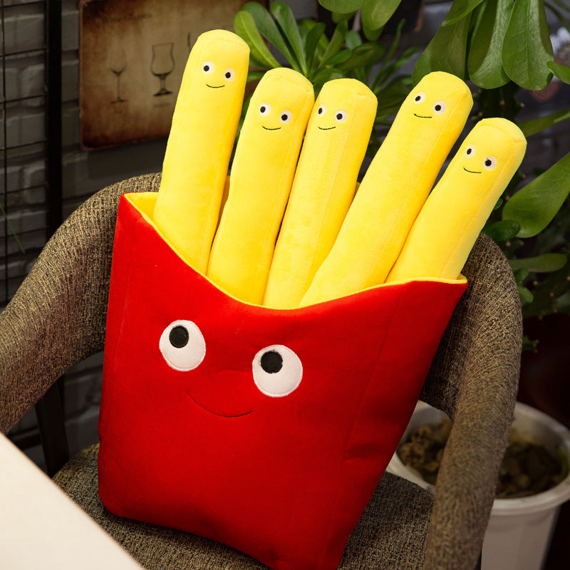 Cross-border French Fries Pillow Toy Creative Cartoon Burger Pillow Plush Toy Doll Photography Props Sofa Pillow