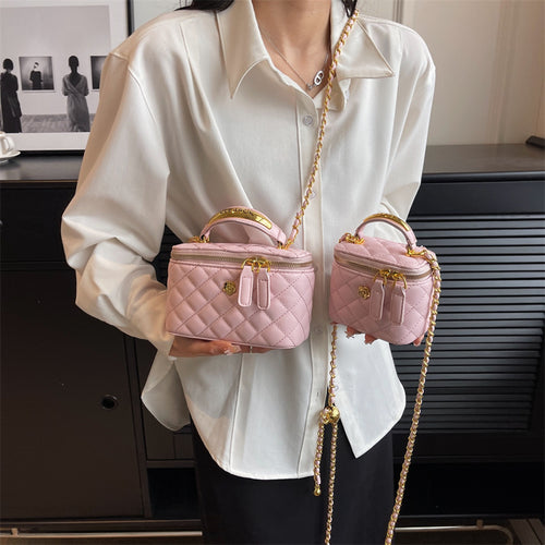 Chain Mini Small Bag Women's 2023 New Arrival Fashionable Rhombic All-Match Crossbody Bag Spring and Summer Textures Portable Small Square Bag