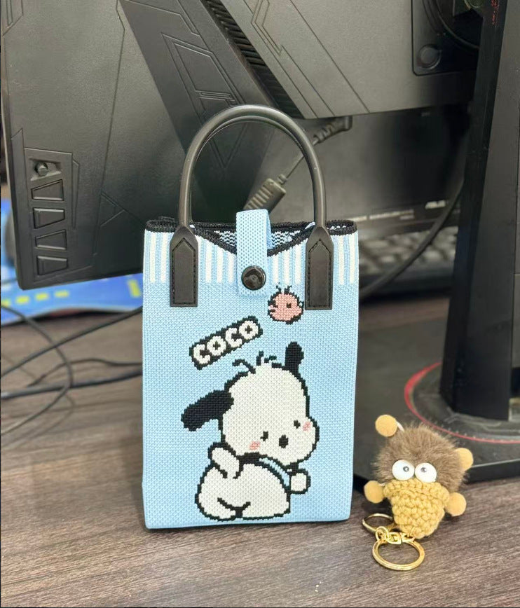 Plaid Mobile Phone Bag Women's Crossbody Bag Mini Small Bag Small and Cute Lightweight Four Seasons Handbag Knitted Bag