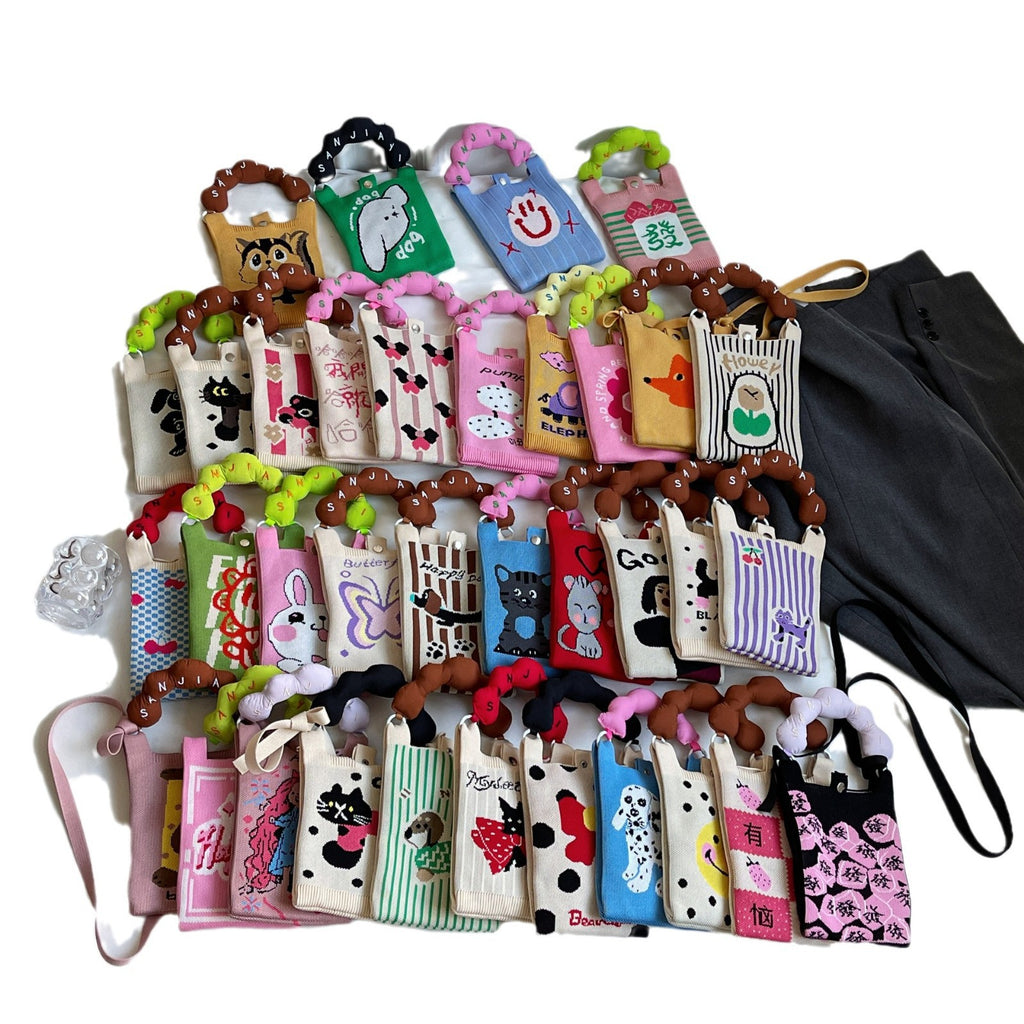 Plaid Mobile Phone Bag Women's Crossbody Bag Mini Small Bag Small and Cute Lightweight Four Seasons Handbag Knitted Bag