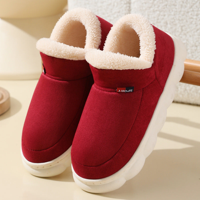 Elderly Cotton Shoes, New Winter Models for Men and Women, Outdoor Wear, Closed-Back, Fleece-Lined, Indoor Warm Thick-Soled Slippers, Comfortable Cotton Home Slippers