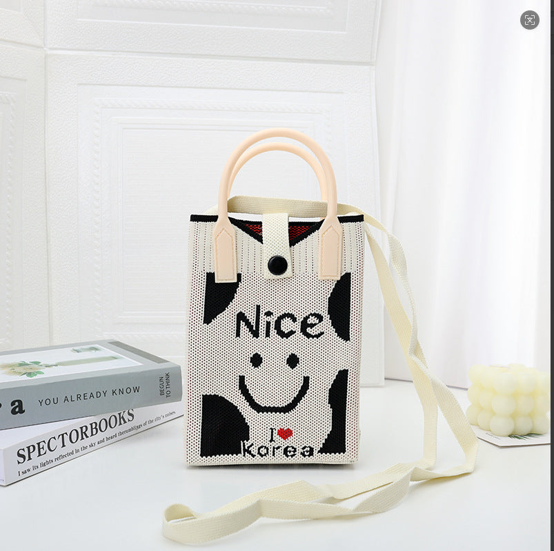 Plaid Mobile Phone Bag Women's Crossbody Bag Mini Small Bag Small and Cute Lightweight Four Seasons Handbag Knitted Bag