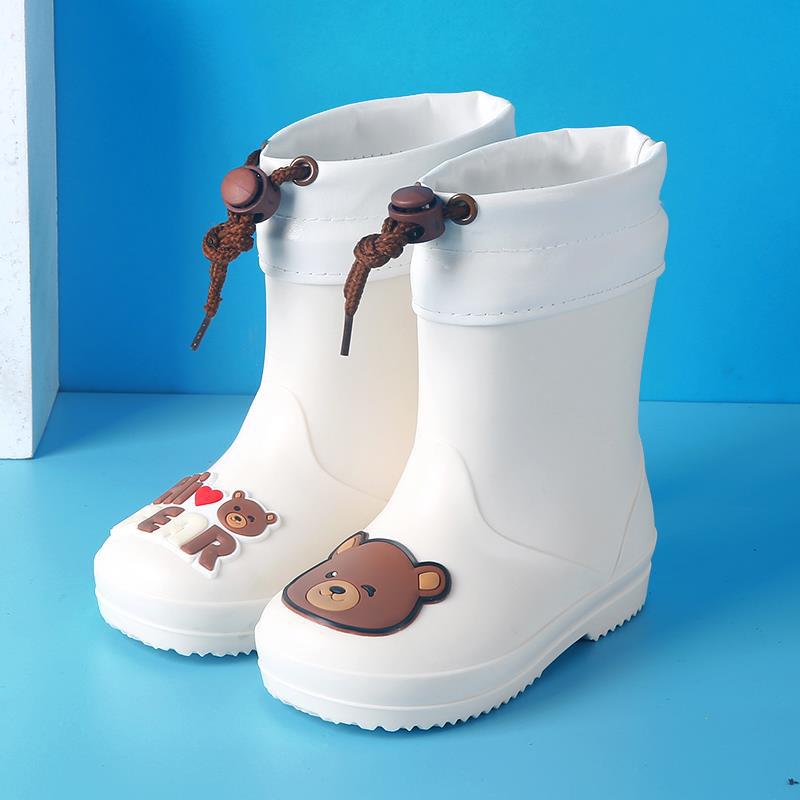 Children's Rain Boots Wholesale Kindergarten Baby New Girls Non-Slip Waterproof Rain Boots Drawstring Boys Water Shoes Cartoon Winter