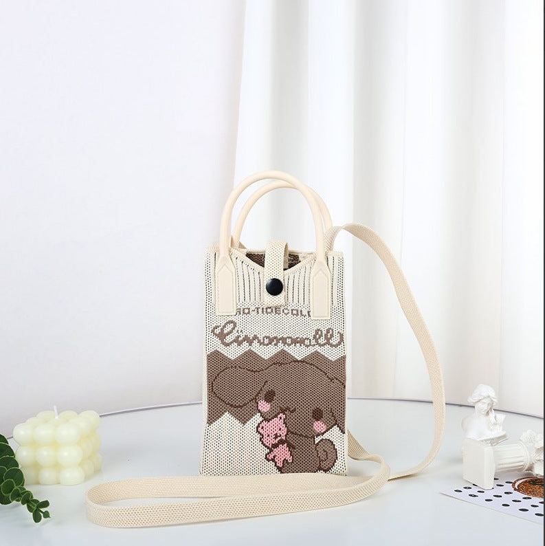 Plaid Mobile Phone Bag Women's Crossbody Bag Mini Small Bag Small and Cute Lightweight Four Seasons Handbag Knitted Bag