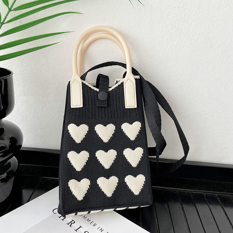 Plaid Mobile Phone Bag Women's Crossbody Bag Mini Small Bag Small and Cute Lightweight Four Seasons Handbag Knitted Bag