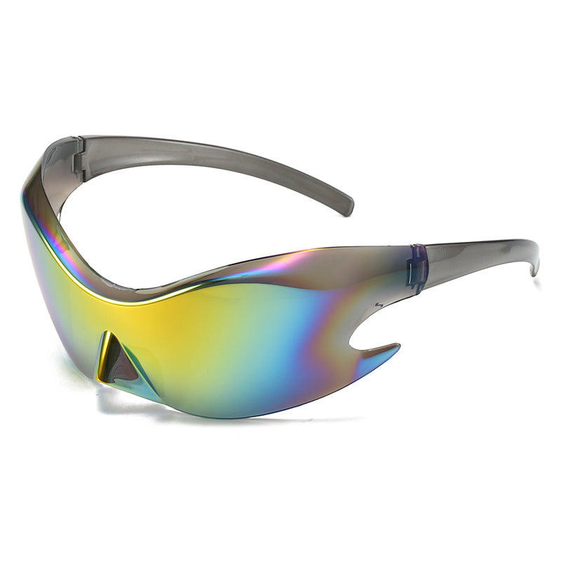 Cross-Border New Sports Sunglasses, European and American Style, Colorful Reflective Cycling Glasses, Hip-Hop Quirky Sunglasses