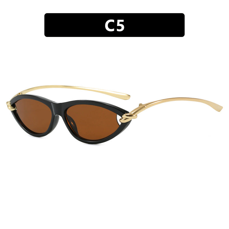 Cat Eye Rope Knot Oval Sunglasses 2025 New European and American Sunglasses High-End Ins Popular Same Style Sunglasses
