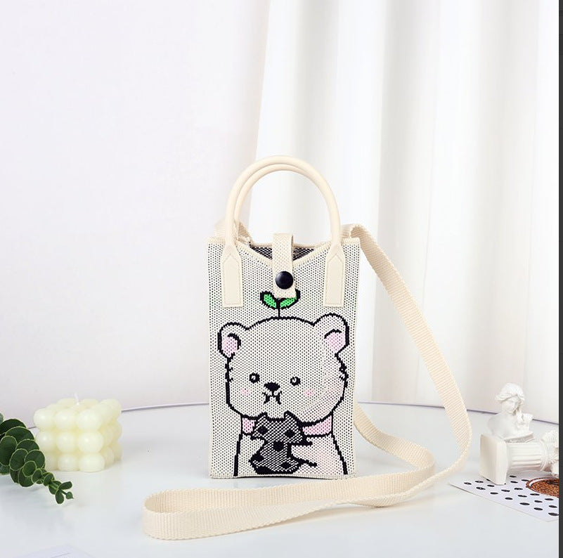 Plaid Mobile Phone Bag Women's Crossbody Bag Mini Small Bag Small and Cute Lightweight Four Seasons Handbag Knitted Bag