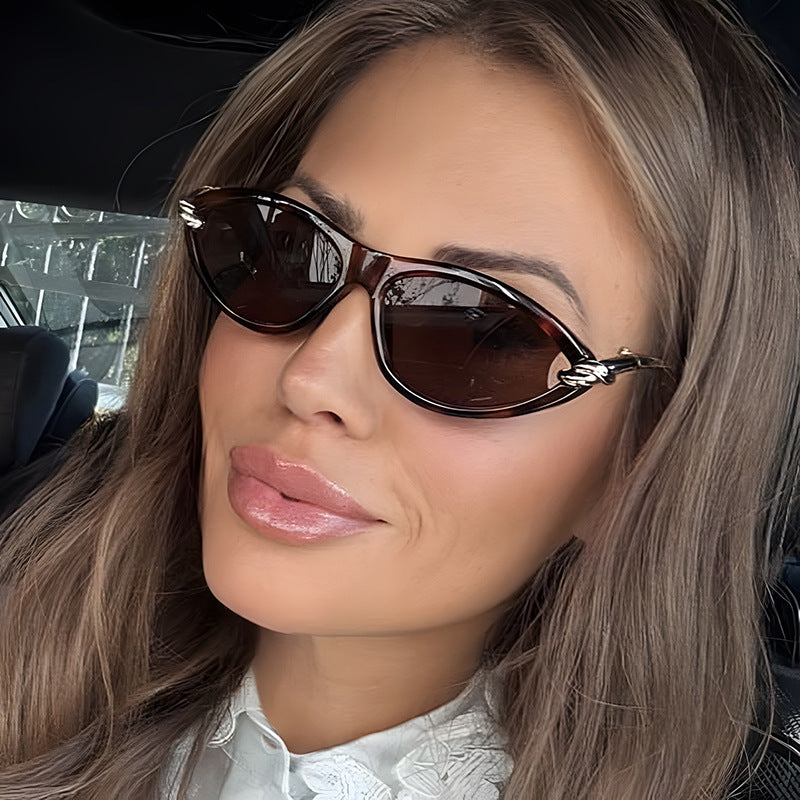 Cat Eye Rope Knot Oval Sunglasses 2025 New European and American Sunglasses High-End Ins Popular Same Style Sunglasses
