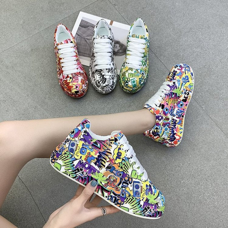 Foreign trade new fashion flag platform lace-up sports shoes European and American round toe 43 size couple casual shoes