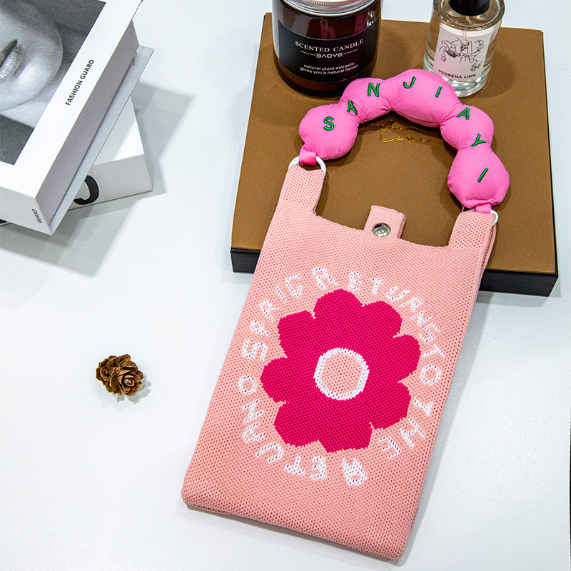 Plaid Mobile Phone Bag Women's Crossbody Bag Mini Small Bag Small and Cute Lightweight Four Seasons Handbag Knitted Bag