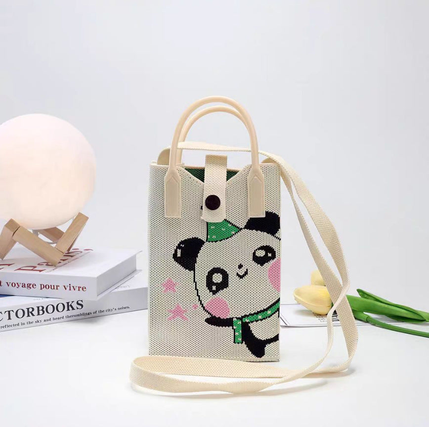 Plaid Mobile Phone Bag Women's Crossbody Bag Mini Small Bag Small and Cute Lightweight Four Seasons Handbag Knitted Bag