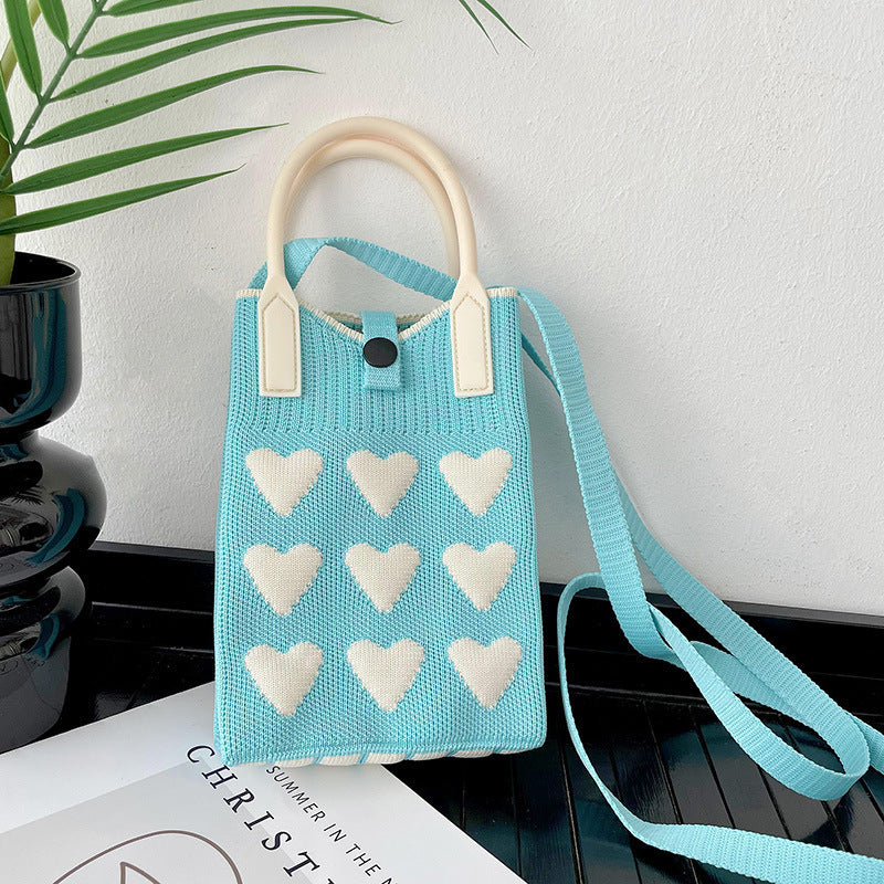 Plaid Mobile Phone Bag Women's Crossbody Bag Mini Small Bag Small and Cute Lightweight Four Seasons Handbag Knitted Bag