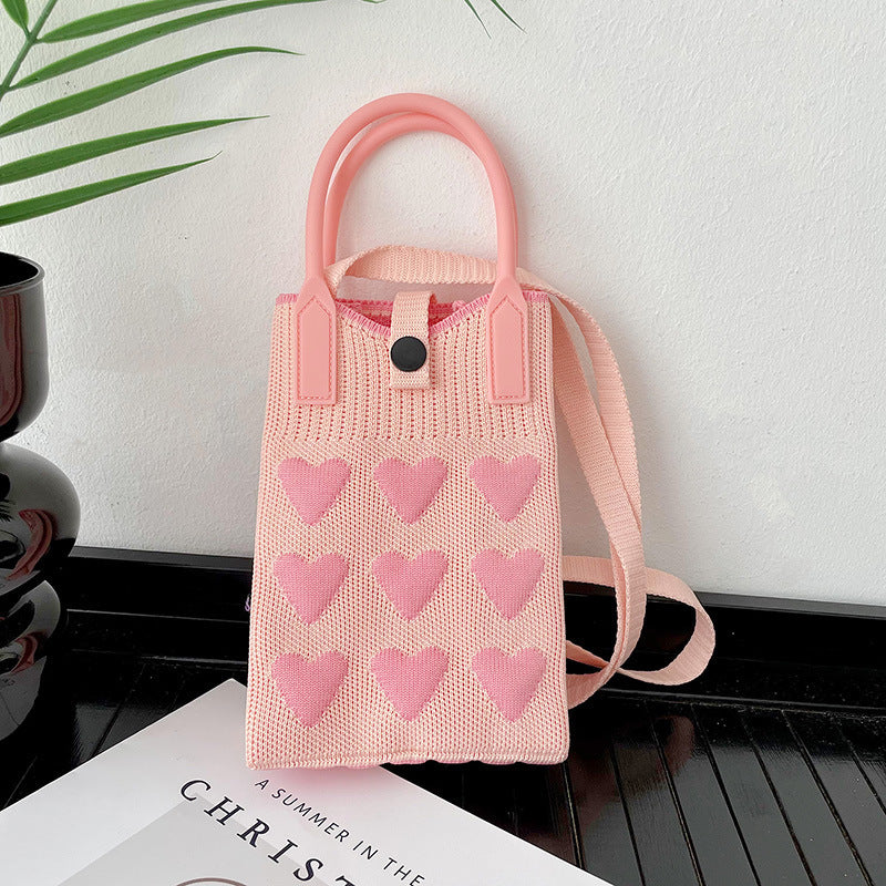 Plaid Mobile Phone Bag Women's Crossbody Bag Mini Small Bag Small and Cute Lightweight Four Seasons Handbag Knitted Bag