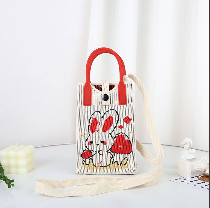 Plaid Mobile Phone Bag Women's Crossbody Bag Mini Small Bag Small and Cute Lightweight Four Seasons Handbag Knitted Bag
