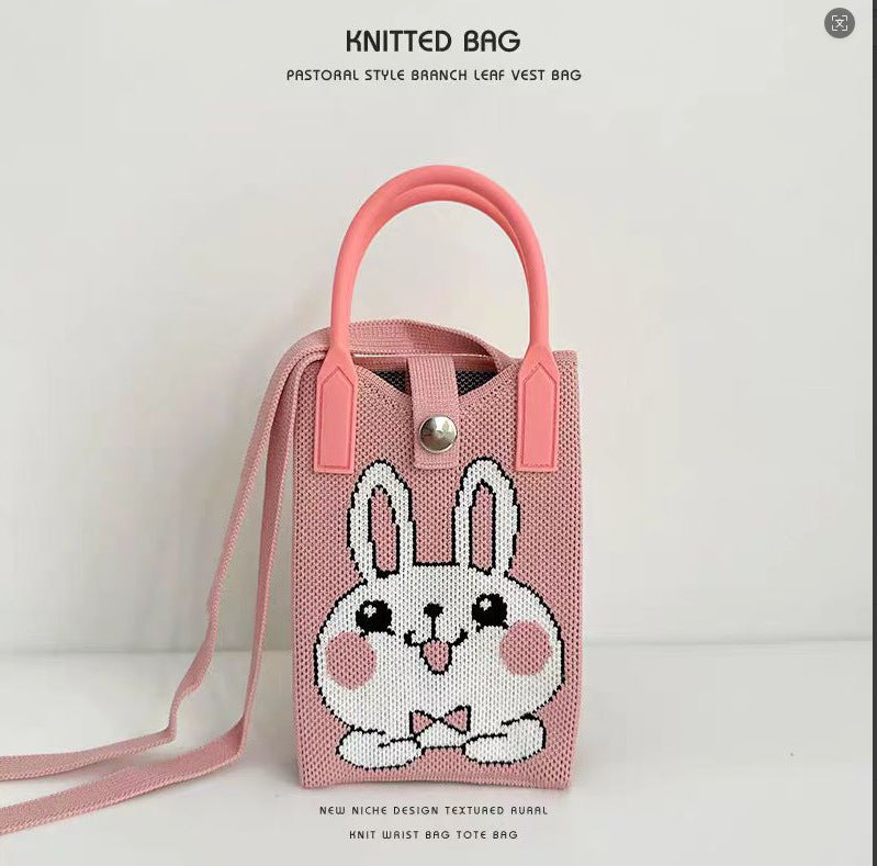Plaid Mobile Phone Bag Women's Crossbody Bag Mini Small Bag Small and Cute Lightweight Four Seasons Handbag Knitted Bag