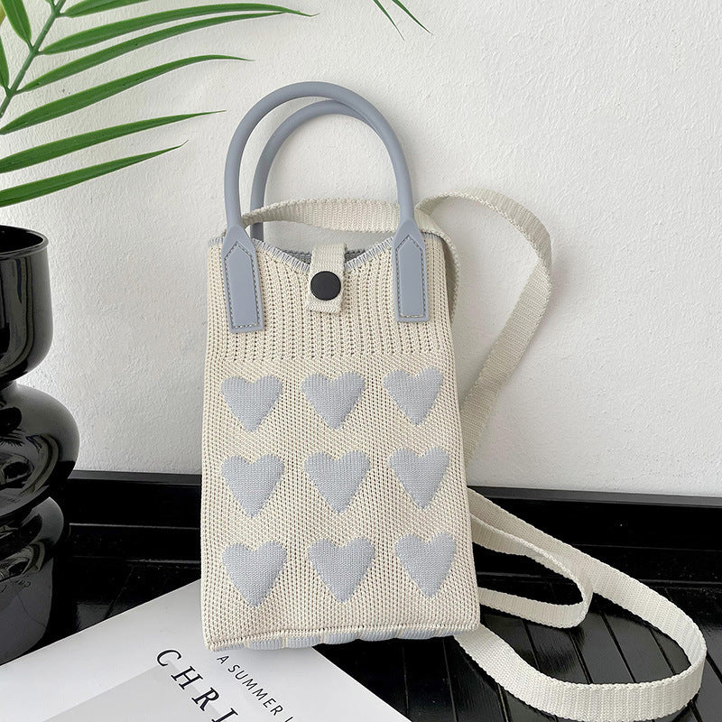 Plaid Mobile Phone Bag Women's Crossbody Bag Mini Small Bag Small and Cute Lightweight Four Seasons Handbag Knitted Bag