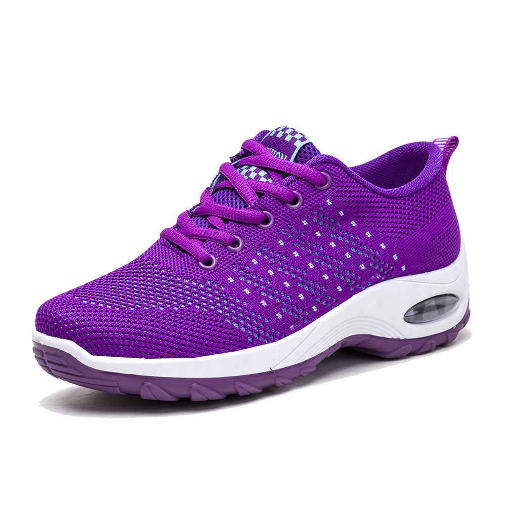2025 New Autum Style Fly-Woven Mesh Breathable Middle-Aged and Elderly Women's Shoes Casual Shoes Trbottomyy Thick-Soled Sports Shoes