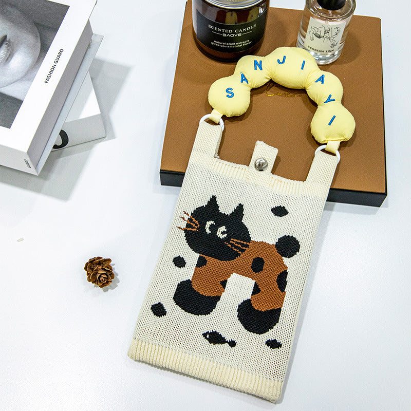Plaid Mobile Phone Bag Women's Crossbody Bag Mini Small Bag Small and Cute Lightweight Four Seasons Handbag Knitted Bag