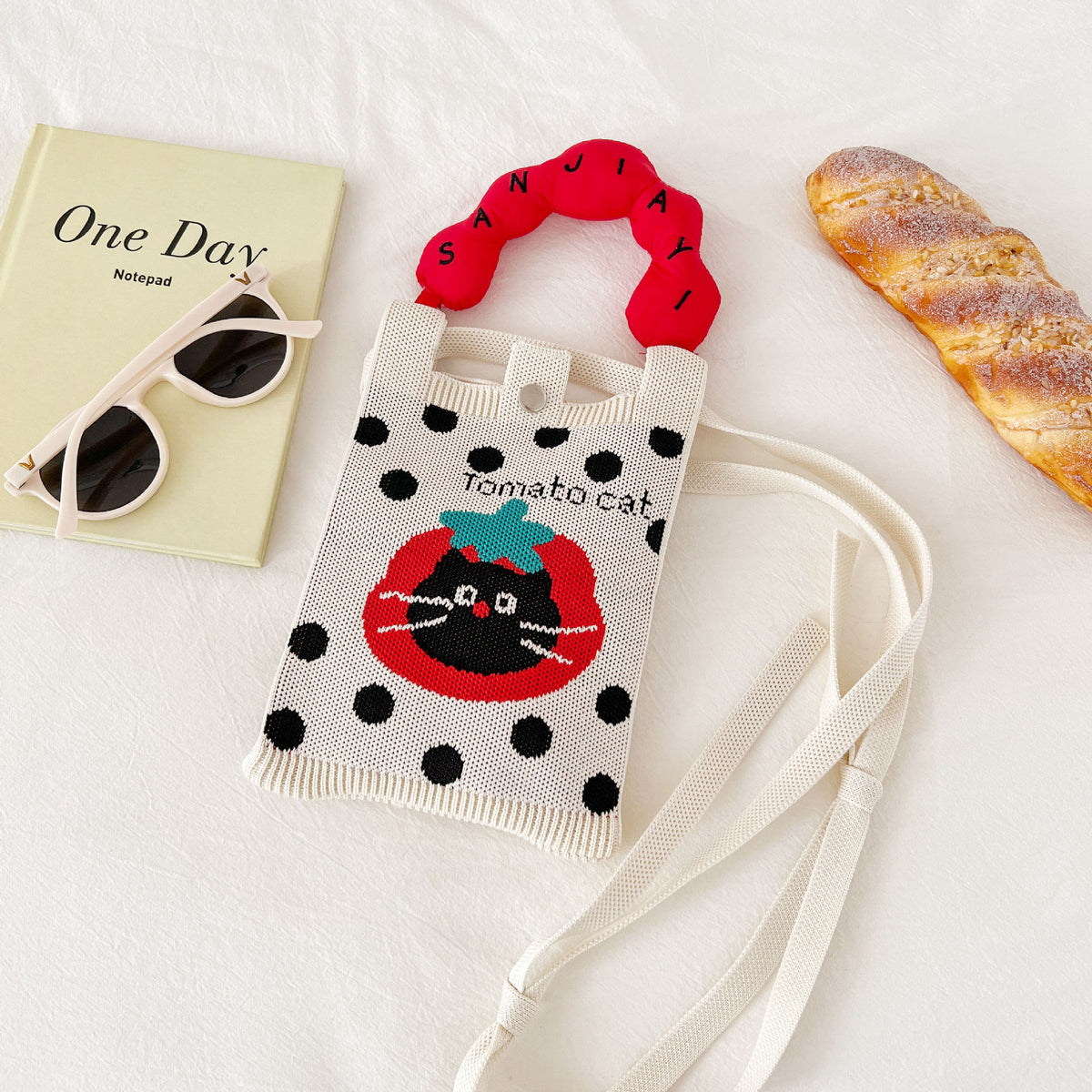 Plaid Mobile Phone Bag Women's Crossbody Bag Mini Small Bag Small and Cute Lightweight Four Seasons Handbag Knitted Bag