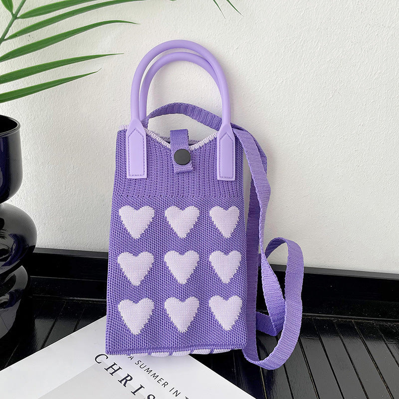 Plaid Mobile Phone Bag Women's Crossbody Bag Mini Small Bag Small and Cute Lightweight Four Seasons Handbag Knitted Bag