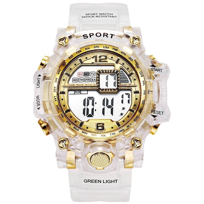 Electronic watch wholesale transparent strap waterproof electronic watch color luminous youth outdoor fashion student watch