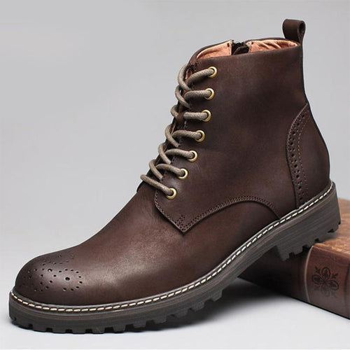 2025 Four Seasons Tooling Leather Shoes Men's European Station Big Head Retro Martin Boots Men's Non-Slip High Top All-Match Knight Boots