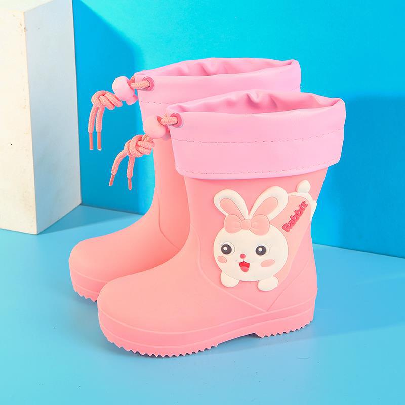 Children's Rain Boots Wholesale Kindergarten Baby New Girls Non-Slip Waterproof Rain Boots Drawstring Boys Water Shoes Cartoon Winter