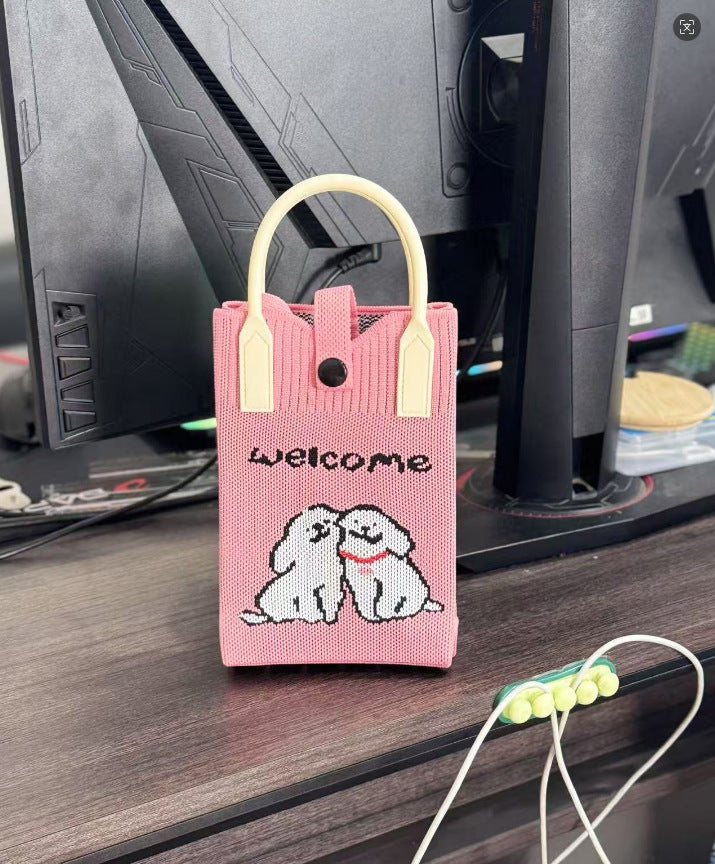 Plaid Mobile Phone Bag Women's Crossbody Bag Mini Small Bag Small and Cute Lightweight Four Seasons Handbag Knitted Bag