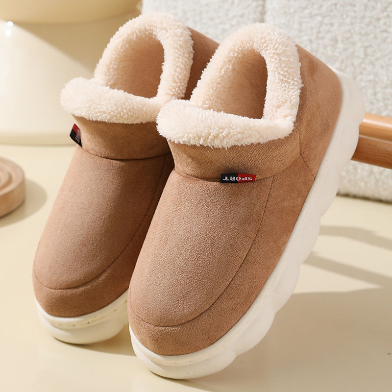Elderly Cotton Shoes, New Winter Models for Men and Women, Outdoor Wear, Closed-Back, Fleece-Lined, Indoor Warm Thick-Soled Slippers, Comfortable Cotton Home Slippers