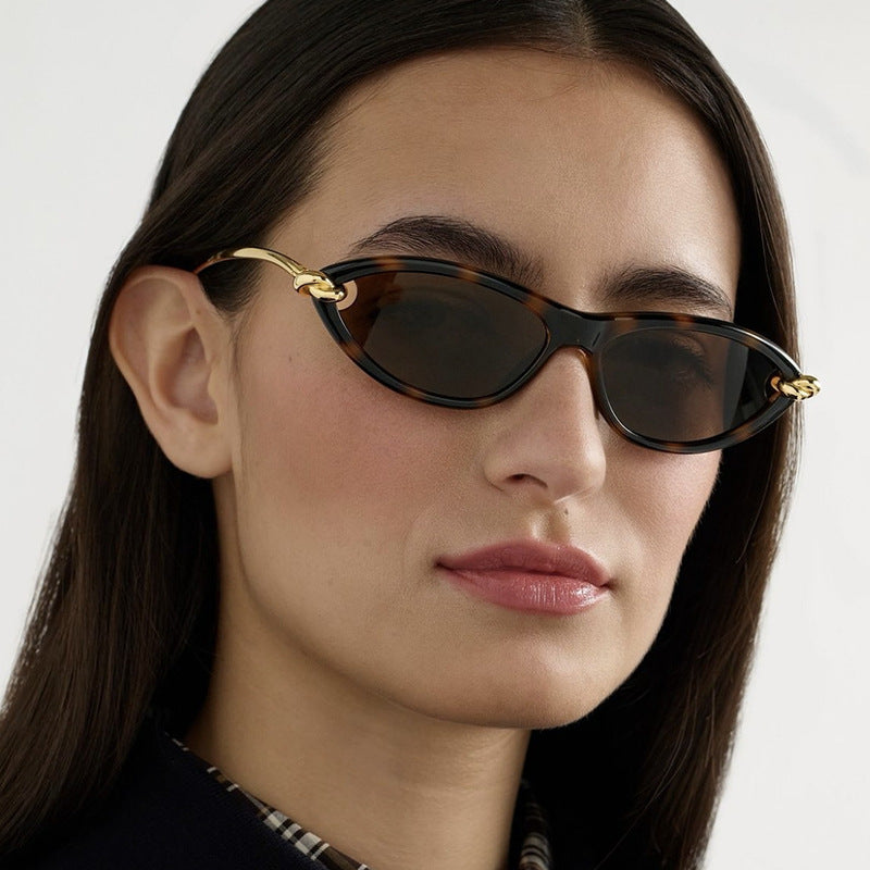 Cat Eye Rope Knot Oval Sunglasses 2025 New European and American Sunglasses High-End Ins Popular Same Style Sunglasses
