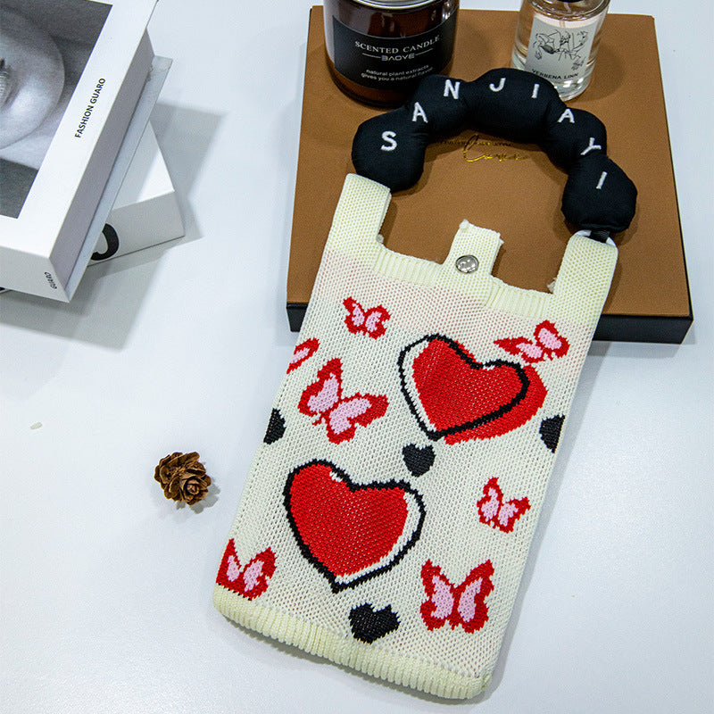 Plaid Mobile Phone Bag Women's Crossbody Bag Mini Small Bag Small and Cute Lightweight Four Seasons Handbag Knitted Bag