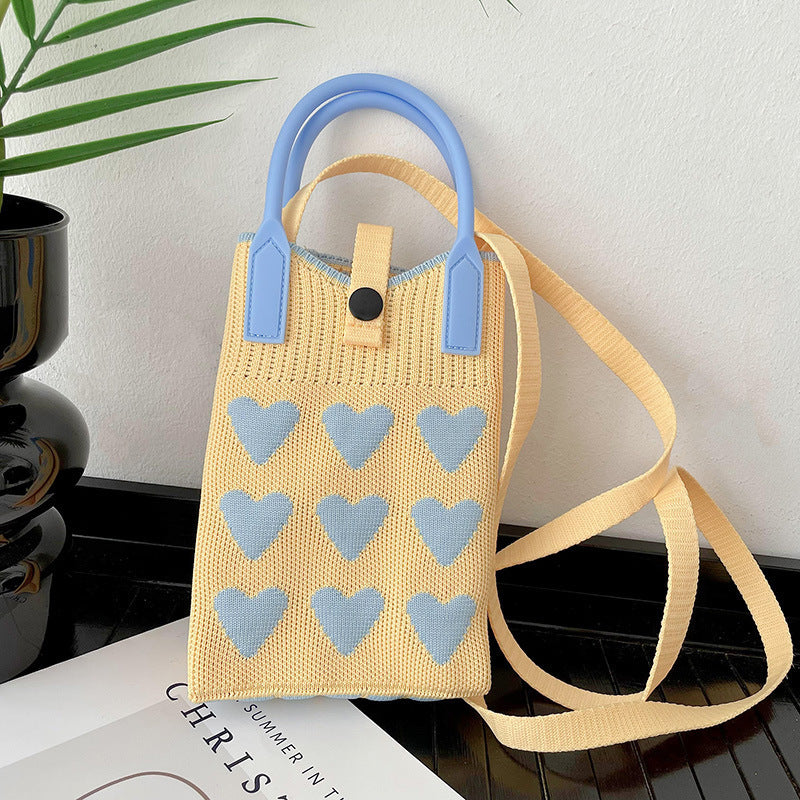 Plaid Mobile Phone Bag Women's Crossbody Bag Mini Small Bag Small and Cute Lightweight Four Seasons Handbag Knitted Bag