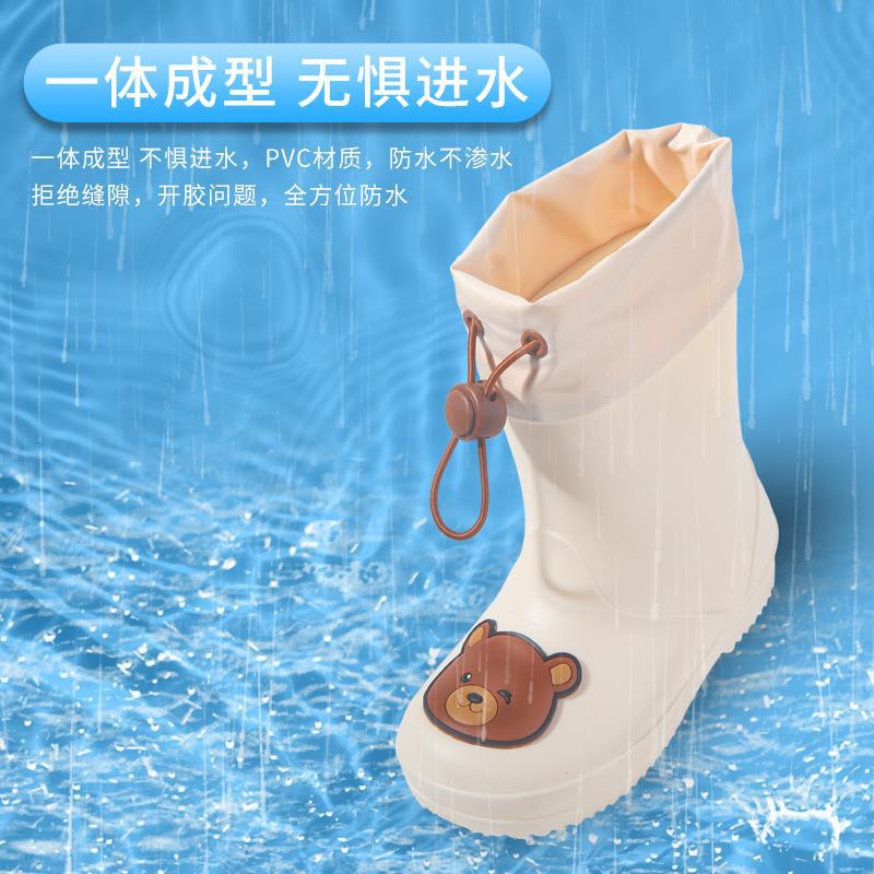 Children's Rain Boots Wholesale Kindergarten Baby New Girls Non-Slip Waterproof Rain Boots Drawstring Boys Water Shoes Cartoon Winter