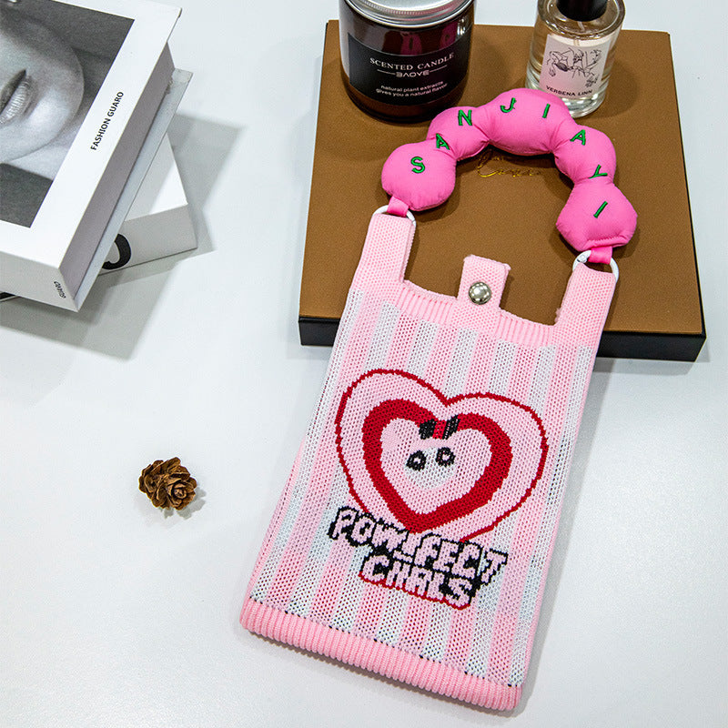 Plaid Mobile Phone Bag Women's Crossbody Bag Mini Small Bag Small and Cute Lightweight Four Seasons Handbag Knitted Bag