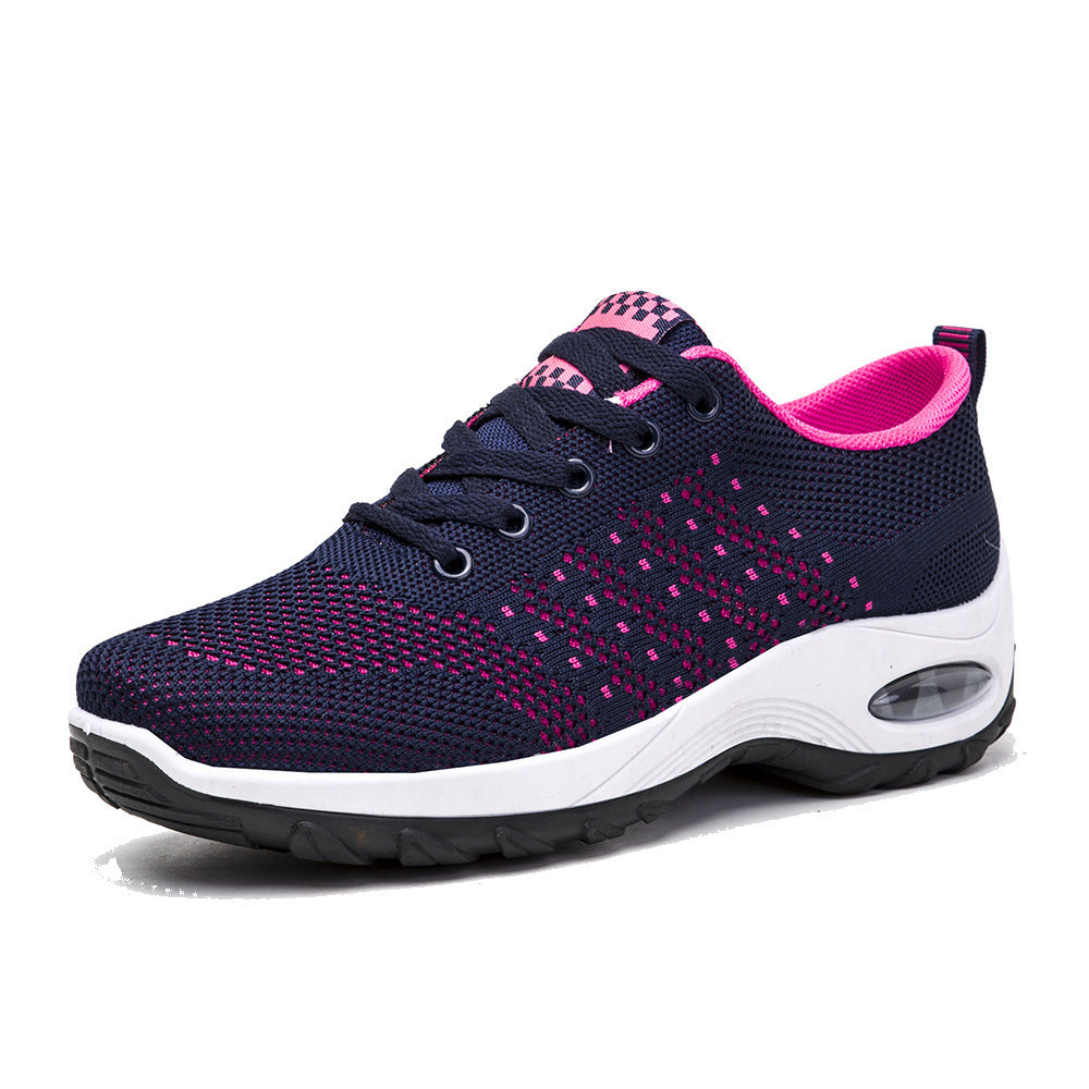 2025 New Autum Style Fly-Woven Mesh Breathable Middle-Aged and Elderly Women's Shoes Casual Shoes Trbottomyy Thick-Soled Sports Shoes