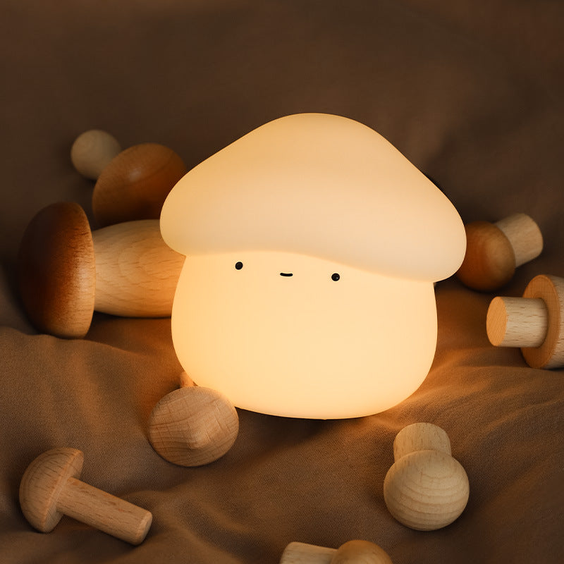 Mushroom Head Night Light USB Charging Timed Dimming Silicone Pat Light Bedroom Bedside Baby Feeding Night Light