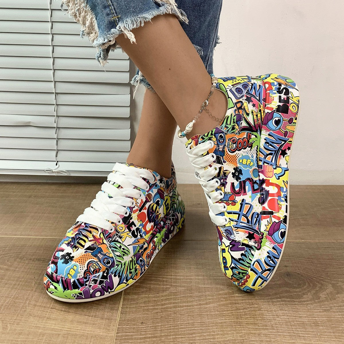Foreign trade new fashion flag platform lace-up sports shoes European and American round toe 43 size couple casual shoes