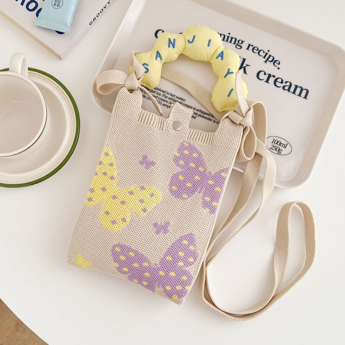 Plaid Mobile Phone Bag Women's Crossbody Bag Mini Small Bag Small and Cute Lightweight Four Seasons Handbag Knitted Bag