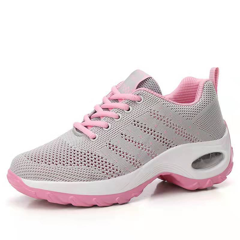 2025 New Autum Style Fly-Woven Mesh Breathable Middle-Aged and Elderly Women's Shoes Casual Shoes Trbottomyy Thick-Soled Sports Shoes