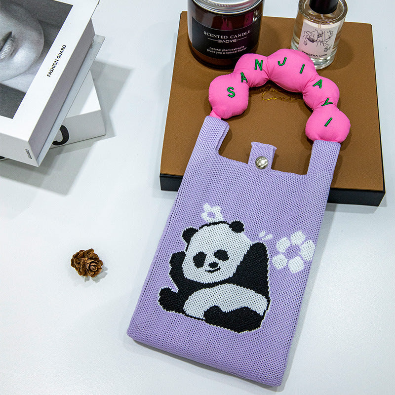 Plaid Mobile Phone Bag Women's Crossbody Bag Mini Small Bag Small and Cute Lightweight Four Seasons Handbag Knitted Bag