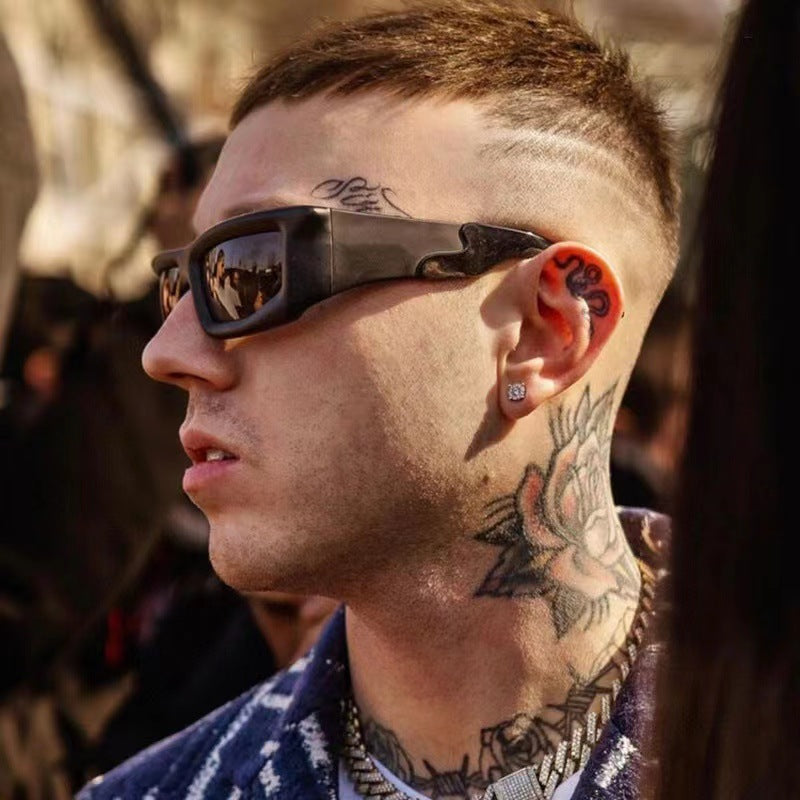 Cross-Border Y2K Personalized Cyberpunk Sunglasses European and American Hip-Hop Cool Concave Shape Sunglasses Square Sunglasses