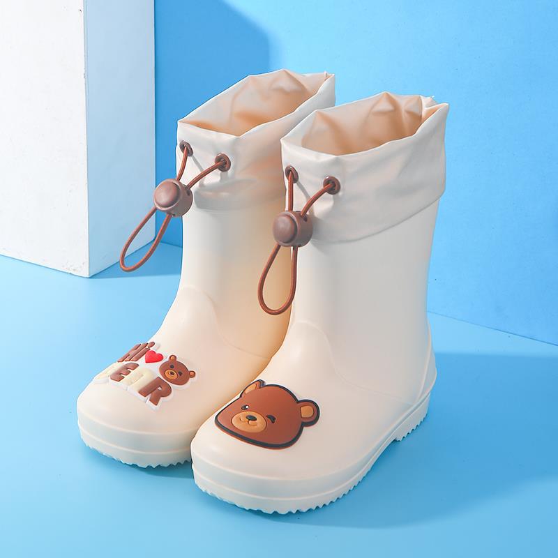 Children's Rain Boots Wholesale Kindergarten Baby New Girls Non-Slip Waterproof Rain Boots Drawstring Boys Water Shoes Cartoon Winter