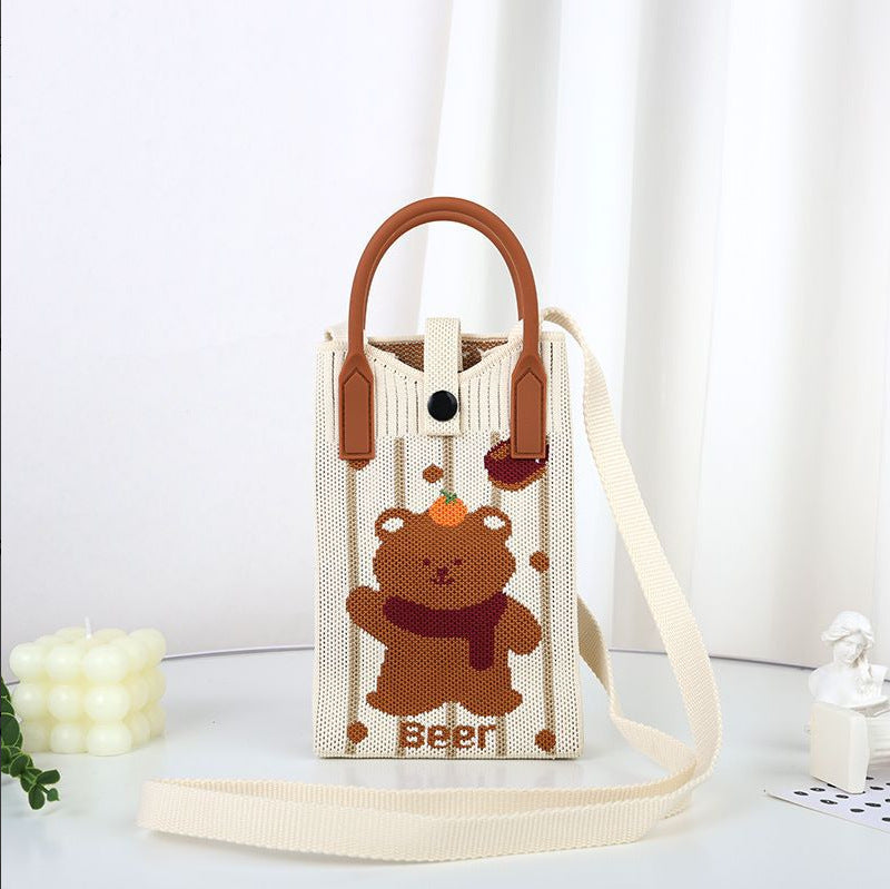 Plaid Mobile Phone Bag Women's Crossbody Bag Mini Small Bag Small and Cute Lightweight Four Seasons Handbag Knitted Bag