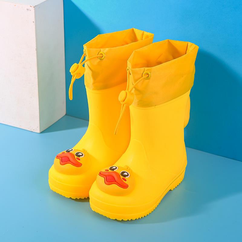 Children's Rain Boots Wholesale Kindergarten Baby New Girls Non-Slip Waterproof Rain Boots Drawstring Boys Water Shoes Cartoon Winter