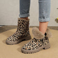 Cross-border foreign trade 2023 Winter New plus size leopard print short boots Women's European and American round toe velvet cotton comfortable flat Martin boots