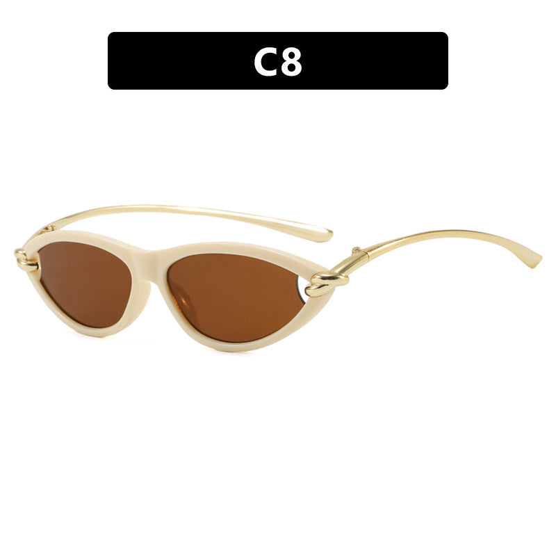 Cat Eye Rope Knot Oval Sunglasses 2025 New European and American Sunglasses High-End Ins Popular Same Style Sunglasses